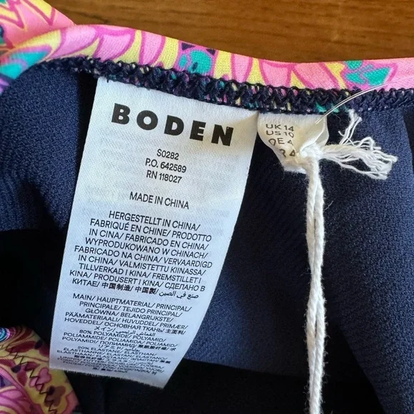 NWT Boden Scoop Tie Back One Piece Pink Paradise / Navy / US 10 - Picture 12 of 12
